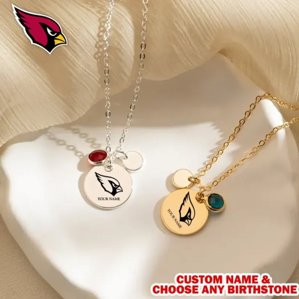 Arizona Cardinals Personalized Engraved Necklace With Birthstone Gift For Fan SPTENL004