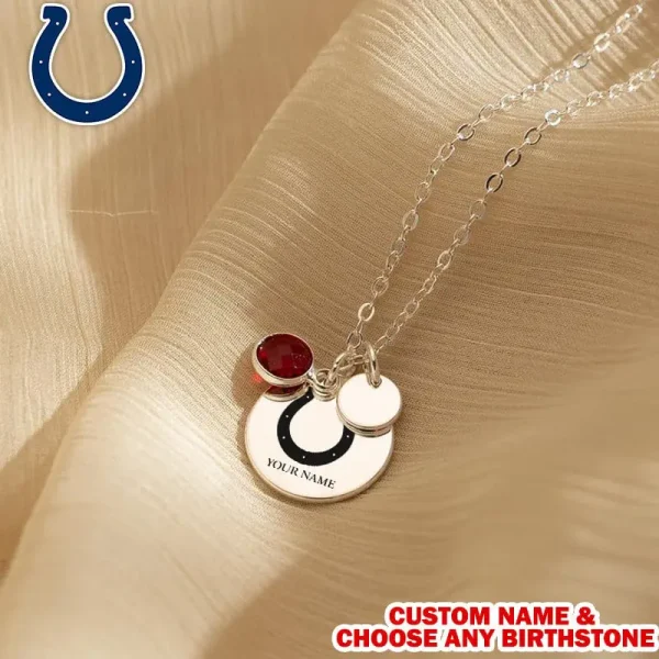 Indianapolis Colts Personalized Engraved Necklace With Birthstone Gift For Fan SPTENL005 - Image 3