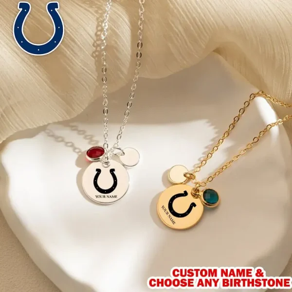 Indianapolis Colts Personalized Engraved Necklace With Birthstone Gift For Fan SPTENL005