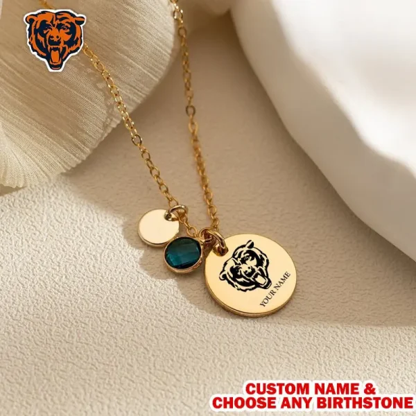 Chicago Bears Personalized Engraved Necklace With Birthstone Gift For Fan SPTENL006 - Image 2