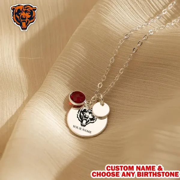 Chicago Bears Personalized Engraved Necklace With Birthstone Gift For Fan SPTENL006 - Image 3