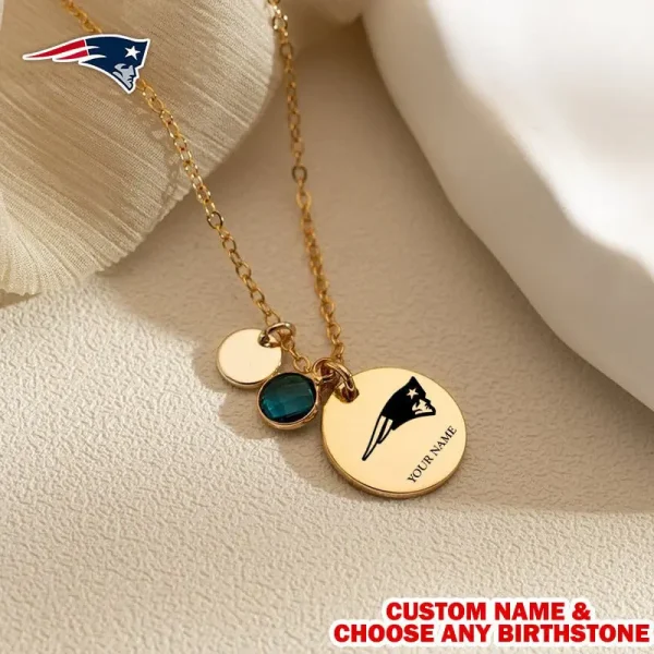 New England Patriots Personalized Engraved Necklace With Birthstone Gift For Fan SPTENL007 - Image 2