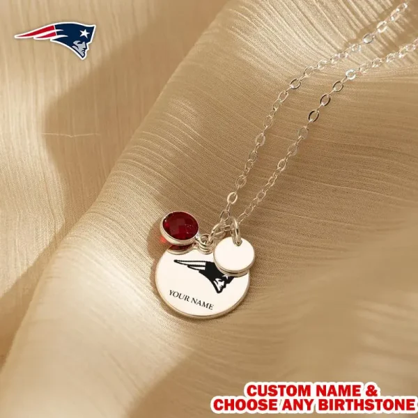 New England Patriots Personalized Engraved Necklace With Birthstone Gift For Fan SPTENL007 - Image 3