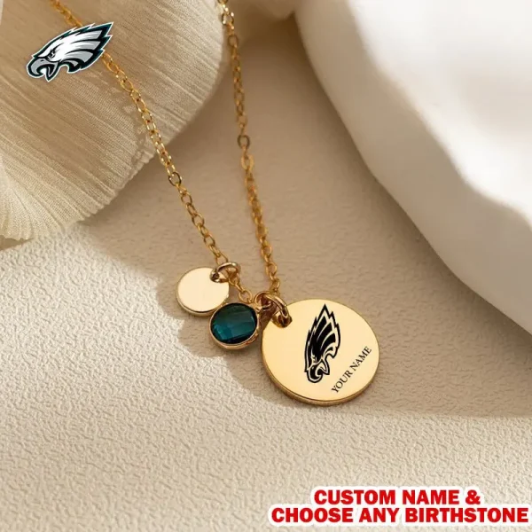 Philadelphia Eagles Personalized Engraved Necklace With Birthstone Gift For Fan SPTENL008 - Image 2