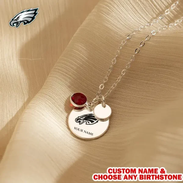 Philadelphia Eagles Personalized Engraved Necklace With Birthstone Gift For Fan SPTENL008 - Image 3