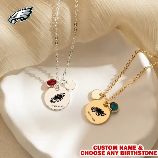 Philadelphia Eagles Personalized Engraved Necklace With Birthstone Gift For Fan SPTENL008