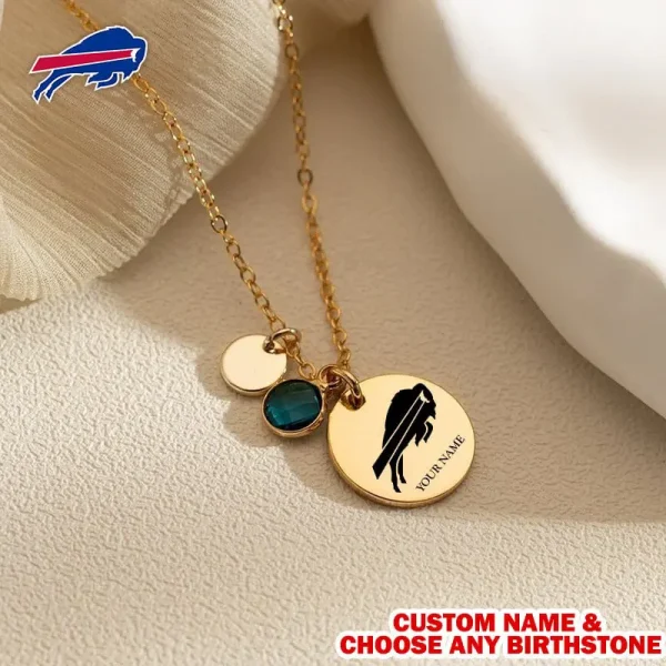 Buffalo Bills Personalized Engraved Necklace With Birthstone Gift For Fan SPTENL009 - Image 2