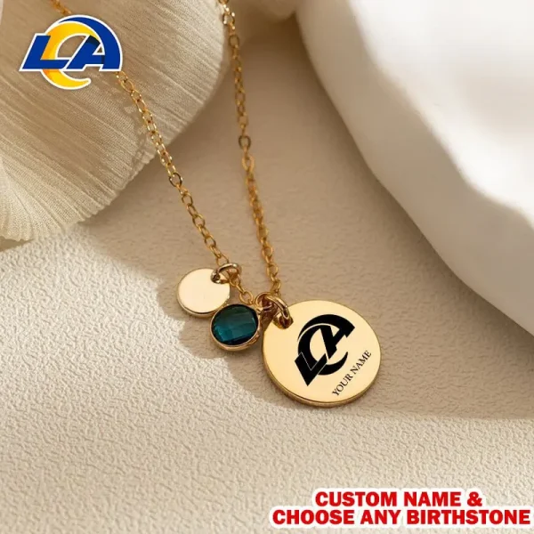 Los Angeles Rams Personalized Engraved Necklace With Birthstone Gift For Fan SPTENL010 - Image 2