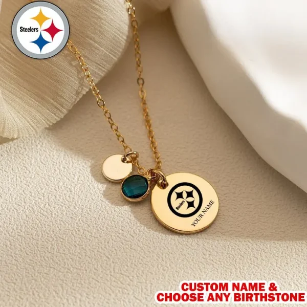 Pittsburgh Steelers Personalized Engraved Necklace With Birthstone Gift For Fan SPTENL011 - Image 2