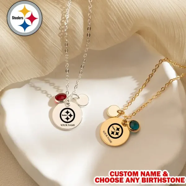 Pittsburgh Steelers Personalized Engraved Necklace With Birthstone Gift For Fan SPTENL011