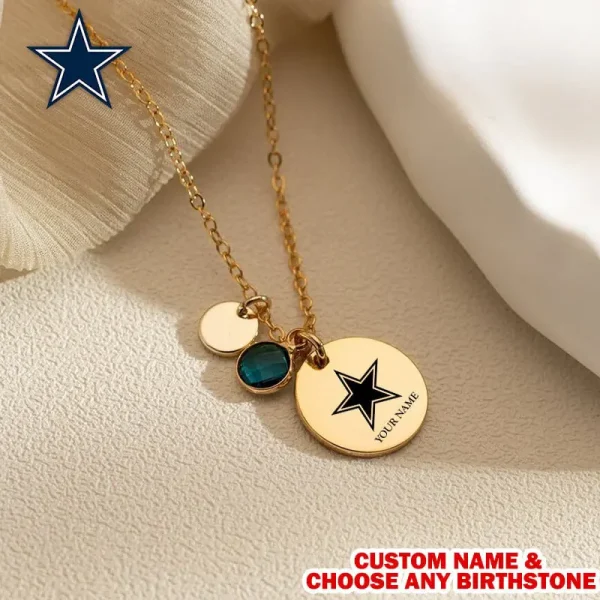 Dallas Cowboys Personalized Engraved Necklace With Birthstone Gift For Fan SPTENL012 - Image 2