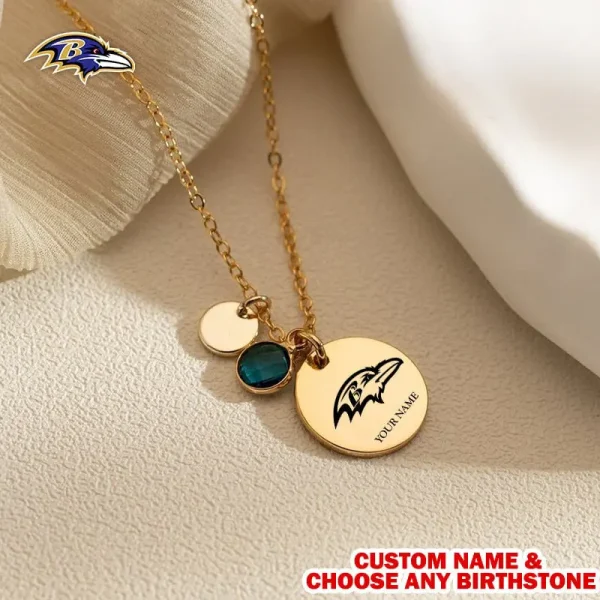 Baltimore Ravens Personalized Engraved Necklace With Birthstone Gift For Fan SPTENL015 - Image 2