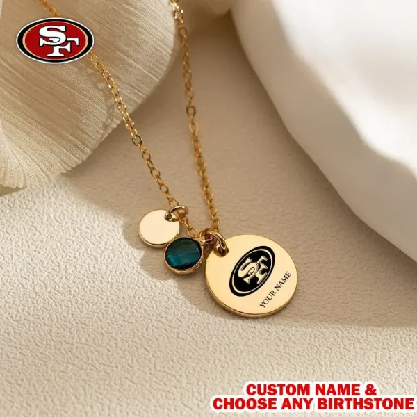 San Francisco 49ers Personalized Engraved Necklace With Birthstone Gift For Fan SPTENL016 - Image 2