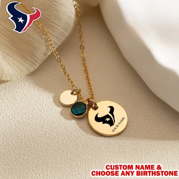 Houston Texans Personalized Engraved Necklace With Birthstone Gift For Fan SPTENL017 - Image 2