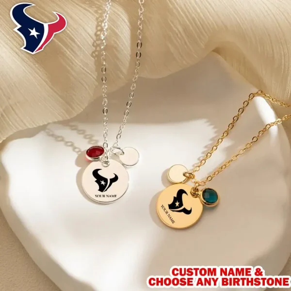 Houston Texans Personalized Engraved Necklace With Birthstone Gift For Fan SPTENL017