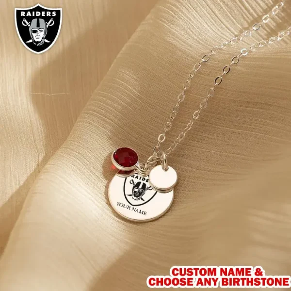 Las Vegas Raiders Personalized Engraved Necklace With Birthstone Gift For Fan SPTENL018 - Image 3