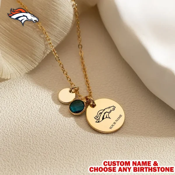 Denver Broncos Personalized Engraved Necklace With Birthstone Gift For Fan SPTENL019 - Image 2