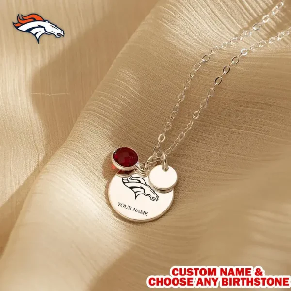 Denver Broncos Personalized Engraved Necklace With Birthstone Gift For Fan SPTENL019 - Image 3