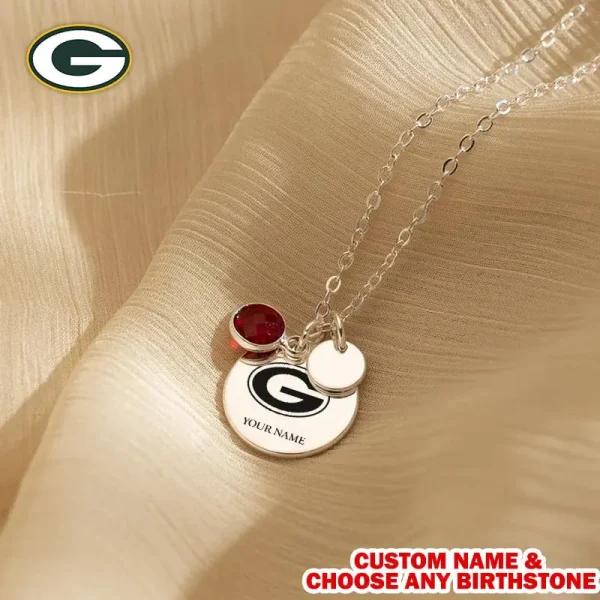 Green Bay Packers Personalized Engraved Necklace With Birthstone Gift For Fan SPTENL020 - Image 3