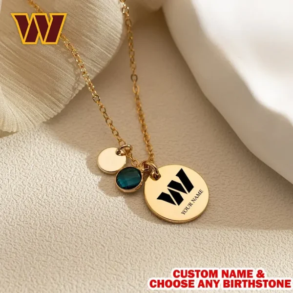 Washington Commanders Personalized Engraved Necklace With Birthstone Gift For Fan SPTENL021 - Image 2