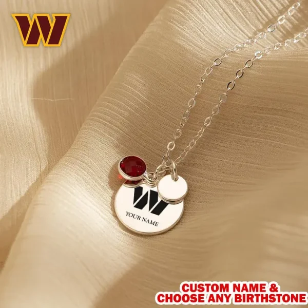 Washington Commanders Personalized Engraved Necklace With Birthstone Gift For Fan SPTENL021 - Image 3