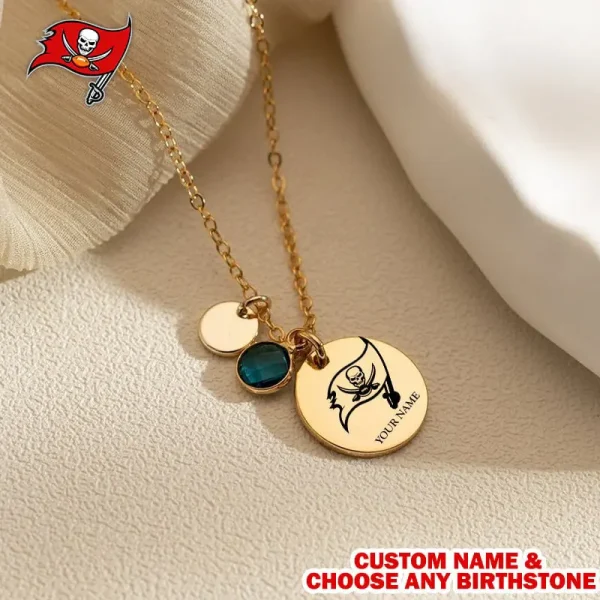 Tampa Bay Buccaneers Personalized Engraved Necklace With Birthstone Gift For Fan SPTENL023 - Image 2