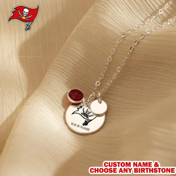 Tampa Bay Buccaneers Personalized Engraved Necklace With Birthstone Gift For Fan SPTENL023 - Image 3