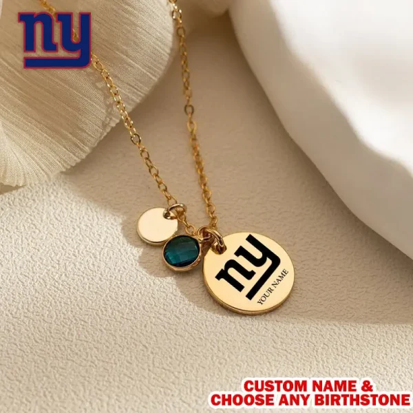 New York Giants Personalized Engraved Necklace With Birthstone Gift For Fan SPTENL024 - Image 2