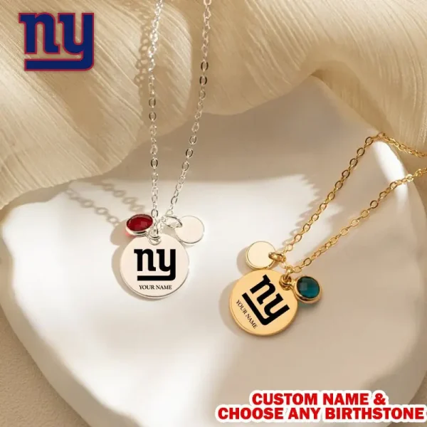 New York Giants Personalized Engraved Necklace With Birthstone Gift For Fan SPTENL024