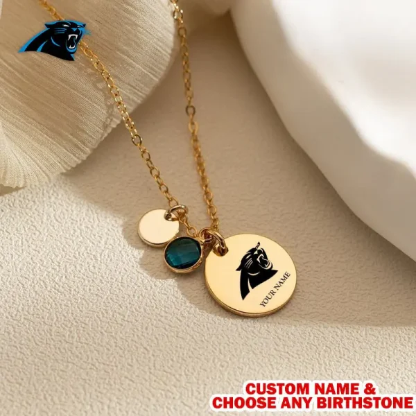 Carolina Panthers Personalized Engraved Necklace With Birthstone Gift For Fan SPTENL026 - Image 2