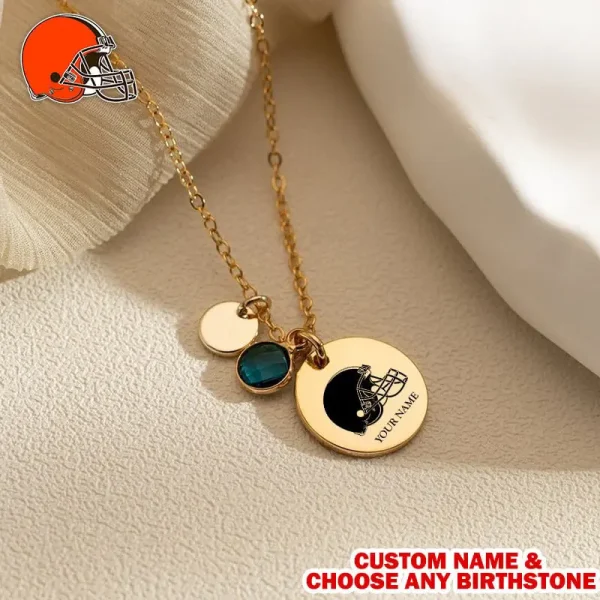 Cleveland Browns Personalized Engraved Necklace With Birthstone Gift For Fan SPTENL027 - Image 2