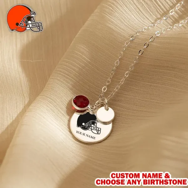 Cleveland Browns Personalized Engraved Necklace With Birthstone Gift For Fan SPTENL027 - Image 3