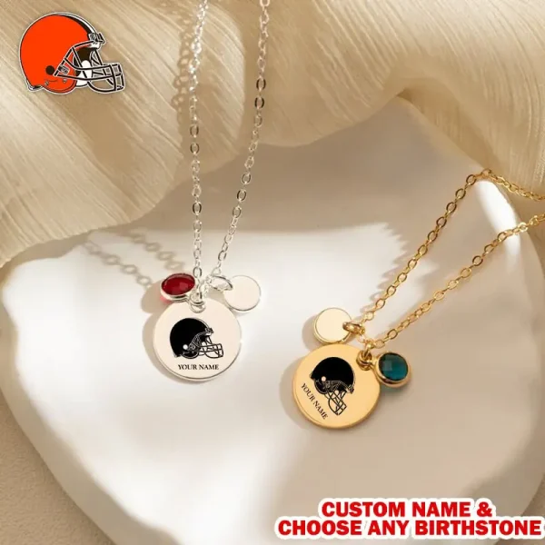 Cleveland Browns Personalized Engraved Necklace With Birthstone Gift For Fan SPTENL027