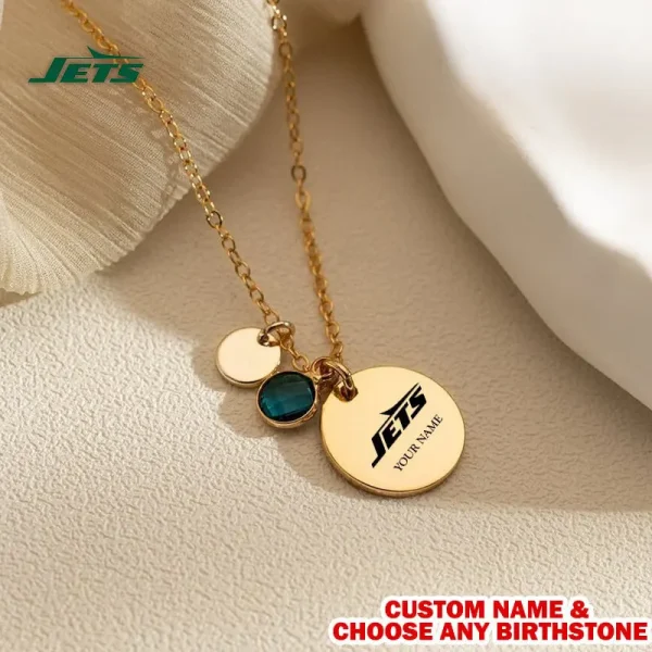 New York Jets Personalized Engraved Necklace With Birthstone Gift For Fan SPTENL028 - Image 2