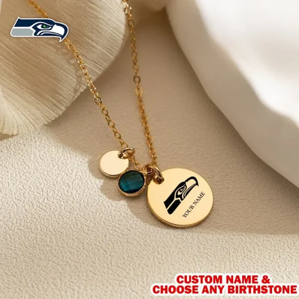 Seattle Seahawks Personalized Engraved Necklace With Birthstone Gift For Fan SPTENL029 - Image 2