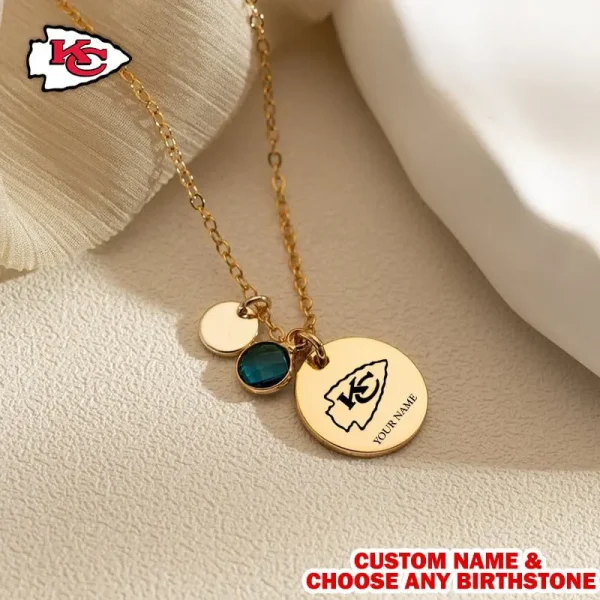 Kansas City Chiefs Personalized Engraved Necklace With Birthstone Gift For Fan SPTENL032 - Image 2