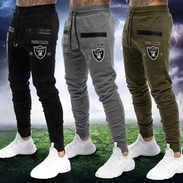 Las Vegas Raiders Zipper Long Pants Gifts For Football Fans, Gifts For Him SPTZLP023