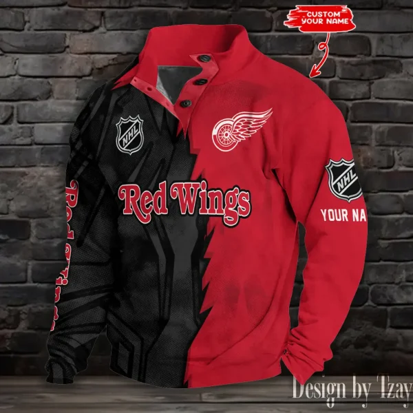 Detroit Red Wings Half Button Long Sleeve Hoodie S9DBSCH1403