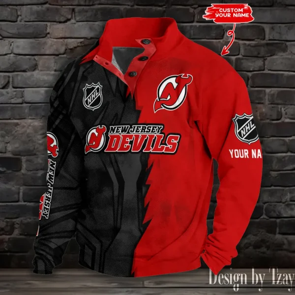 New Jersey Devils Half Button Long Sleeve Hoodie S9DBSCH1410