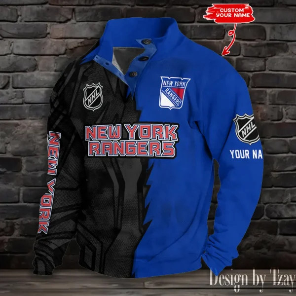 New York Rangers Half Button Long Sleeve Hoodie S9DBSCH1412