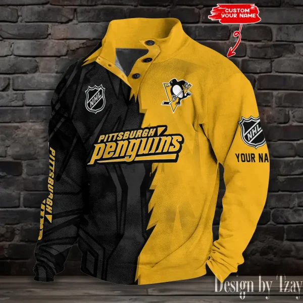 Pittsburgh Penguins Half Button Long Sleeve Hoodie S9DBSCH1415