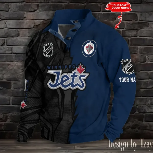 Winnipeg Jets Half Button Long Sleeve Hoodie S9DBSCH1416