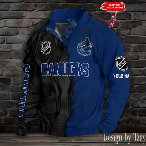 Vancouver Canucks Half Button Long Sleeve Hoodie S9DBSCH1418