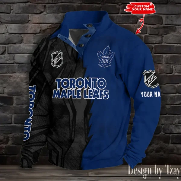 Toronto Maple Leafs Half Button Long Sleeve Hoodie S9DBSCH1419