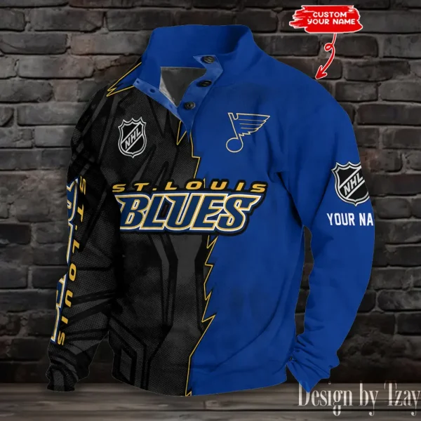 St. Louis Blues Half Button Long Sleeve Hoodie S9DBSCH1421