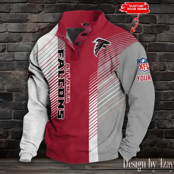 Atlanta Falcons NFL Half Button Long Sleeve Hoodie S9DBSCH1427