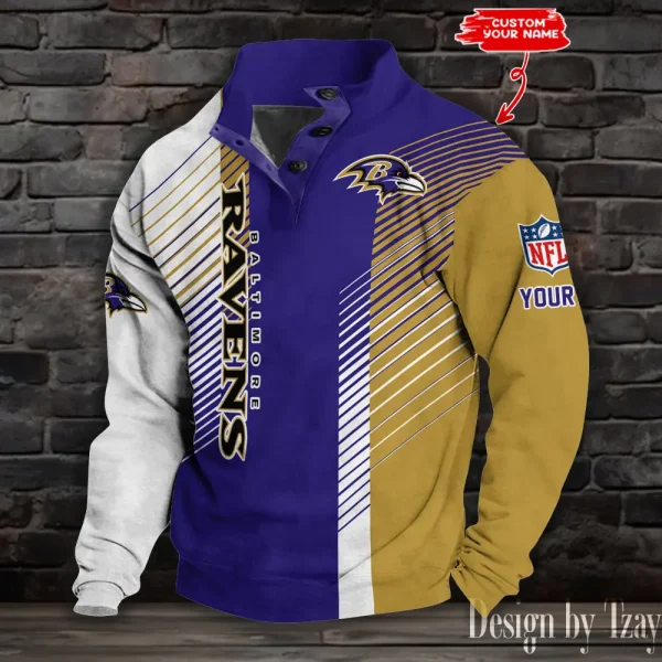 Baltimore Ravens NFL Half Button Long Sleeve Hoodie S9DBSCH1428