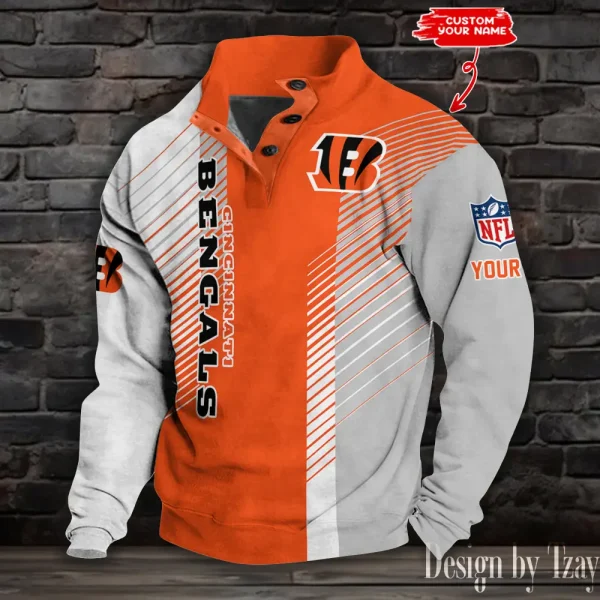 Cincinnati Bengals NFL Half Button Long Sleeve Hoodie S9DBSCH1432