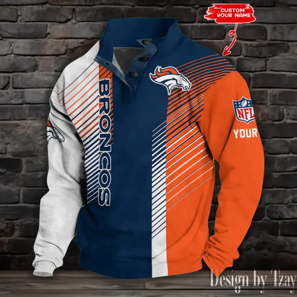 Denver Broncos NFL Half Button Long Sleeve Hoodie S9DBSCH1435