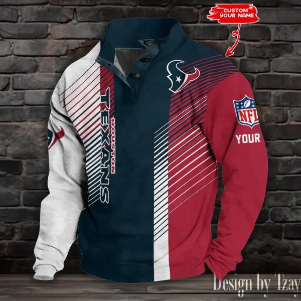 Houston Texans NFL Half Button Long Sleeve Hoodie S9DBSCH1438